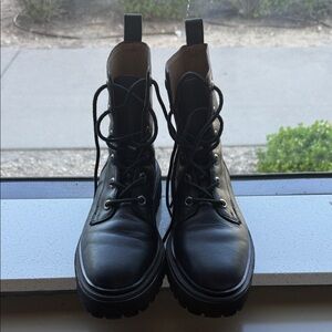Black Leather Combat Boots